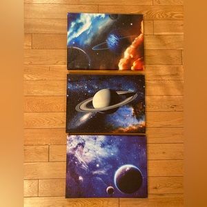 3 Piece Galaxy Stars Canvas Prints